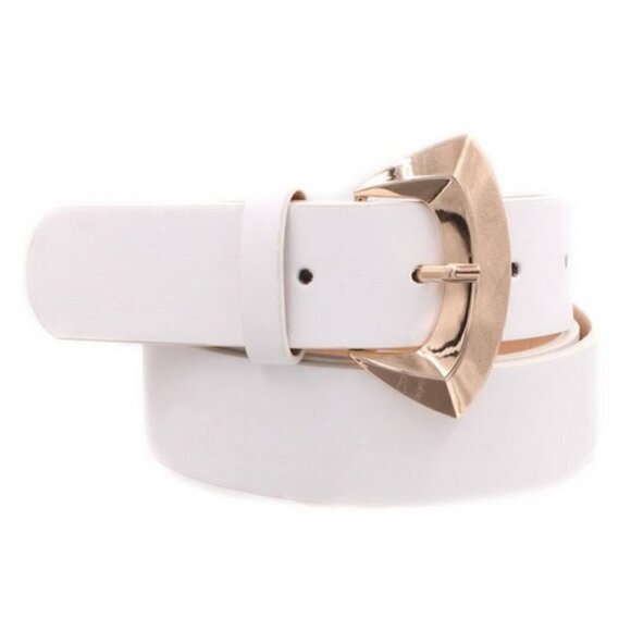 1 LEFT! JOHANA WHITE FAUX LEATHER BELT - Picture 1 of 1